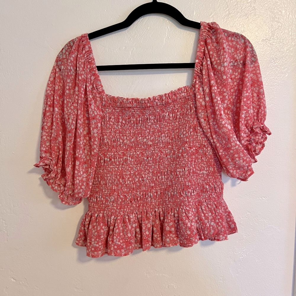 WAYF Cropped Ruffle Top
